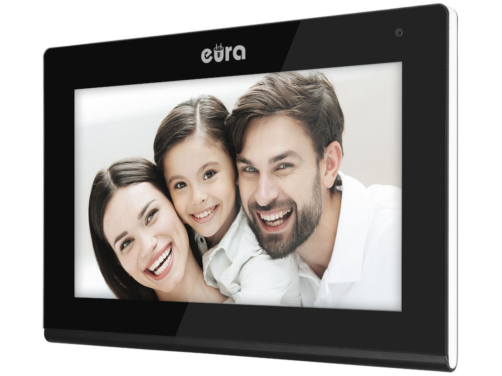 Zestaw wideodomofonowy EURA VDP-82C5 Czarny 7-calowy monitor obraz w technologii TFT-LCD technologia AHD obraz w rozdzielczosci 1024x600 dpi 12 melodii gongu