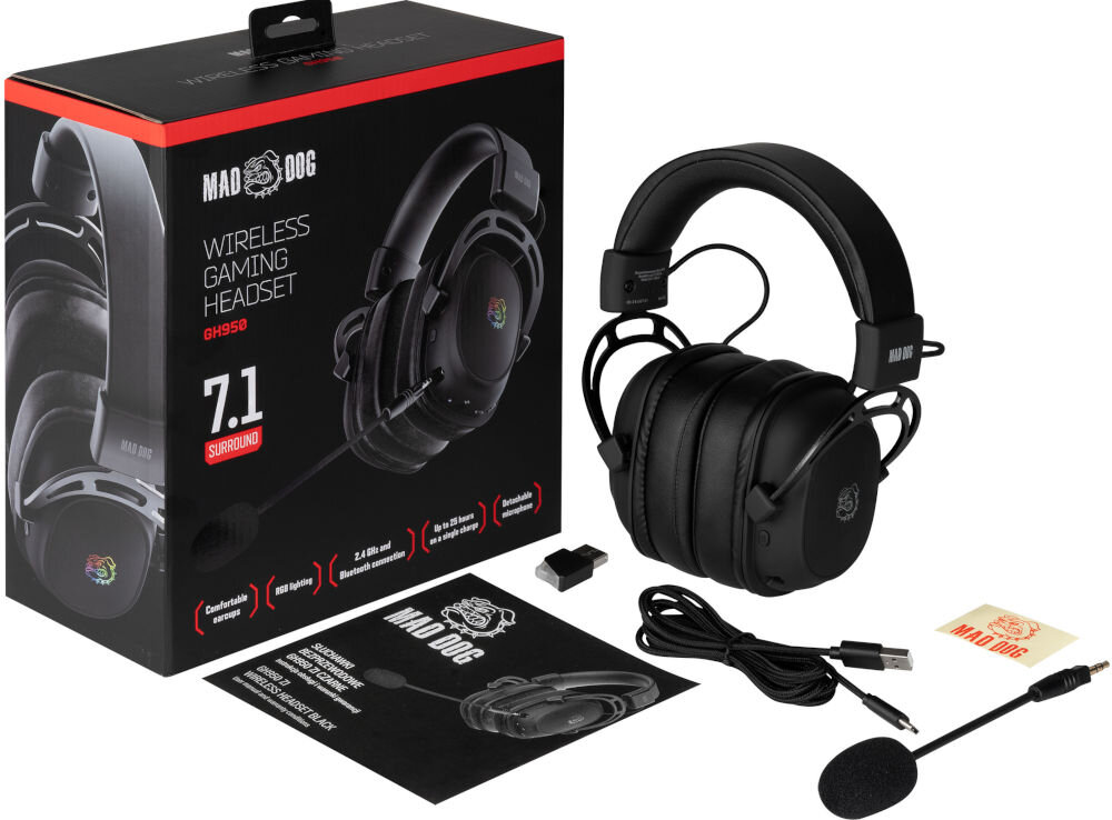 Słuchawki MAD DOG GH950 7.1 Czarny elementy zestaw