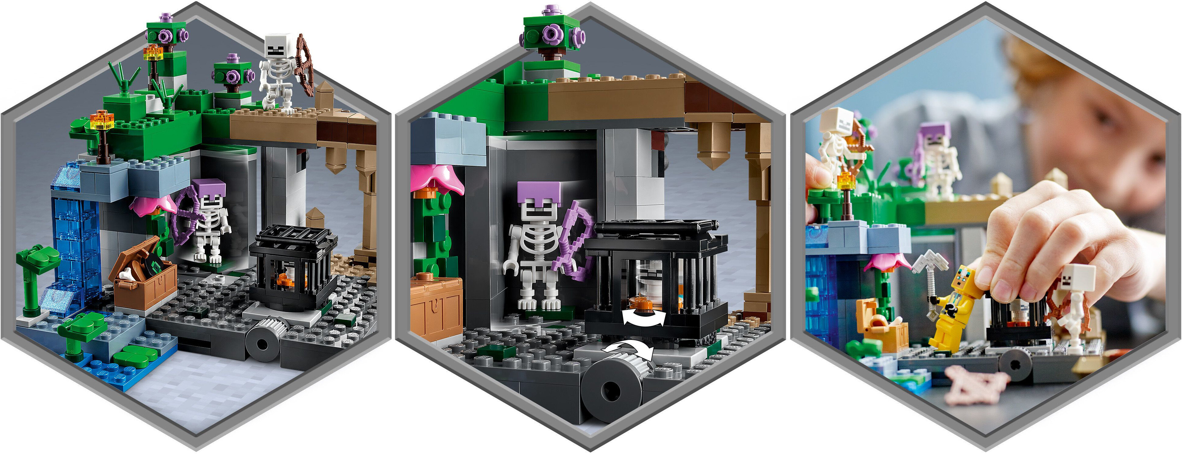 LEGO Minecraft Loch szkieletów 21189 szkielety jaskinia rosliny