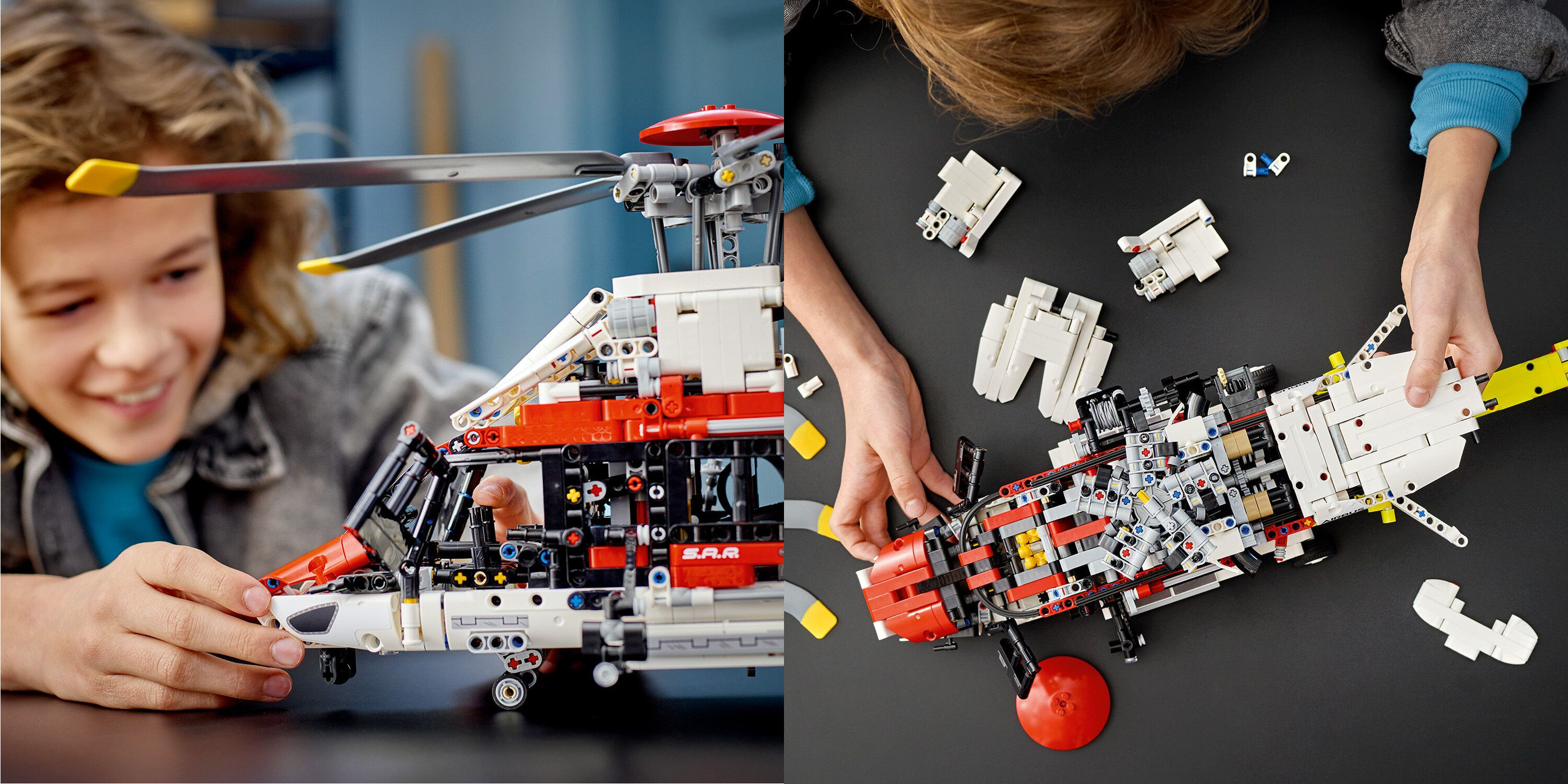 LEGO Technic Helikopter ratunkowy Airbus H175 42145 otwierane drzwi slona mechanizm silnika