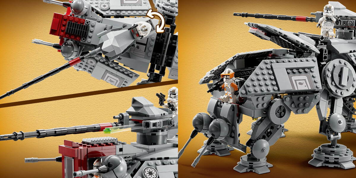 LEGO Star Wars Maszyna krocząca AT-TE 75337 dzialo blasterowe funkcje