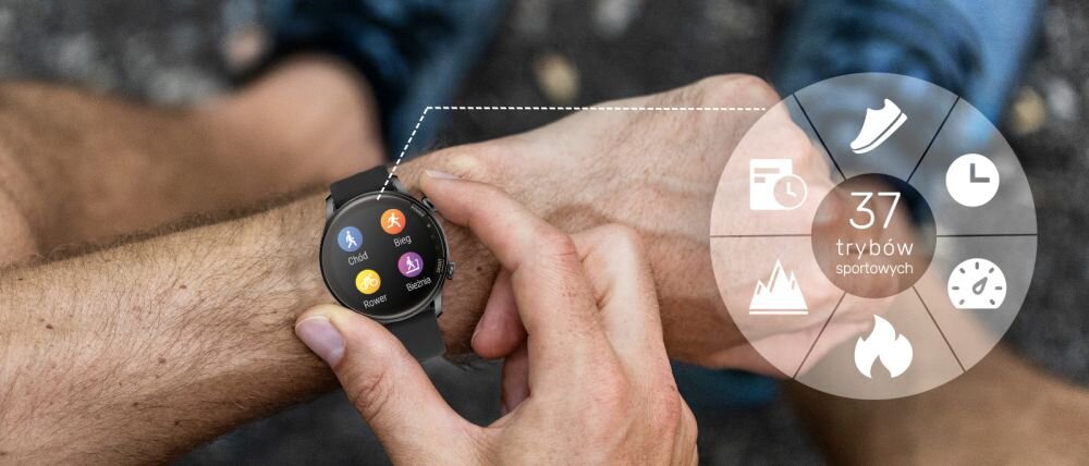Smartwatch FOREVER Grand SW-700  ekran bateria czujniki zdrowie sport pasek ładowanie pojemność rozdzielczość łączność sterowanie krew puls rozmowy smartfon aplikacja