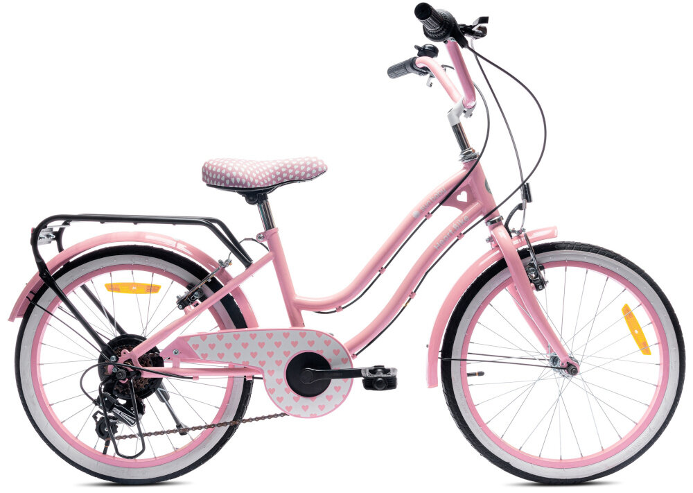 Rower dziecięcy SUN BABY Heart Bike 20 cali dla dziewczynki Różowy w pięknym różowym kolorze dla dziewczynek w wieku od 6 do 10 lat szlifowanie umiejętności jazdy na rowerze doskonała zabawa aktywność na świeżym powietrzu stabilny