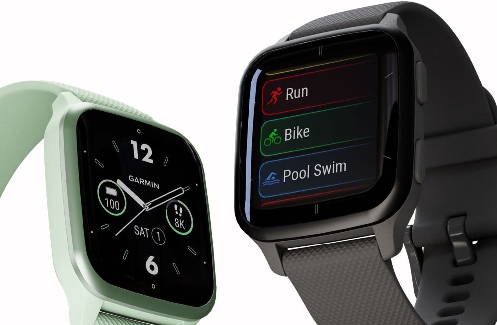 Smartwatch GARMIN Venu SQ 2  ekran bateria czujniki zdrowie sport pasek ładowanie pojemność rozdzielczość łączność sterowanie krew puls rozmowy smartfon aplikacja 