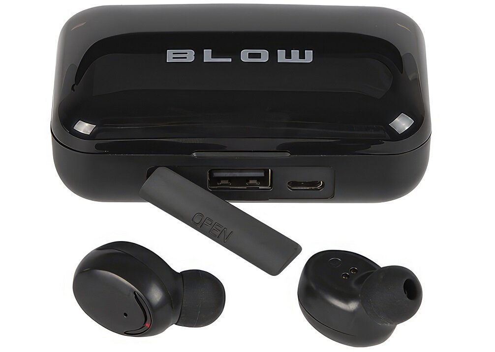 Słuchawki dokanałowe BLOW Earbuds BTE500 Czarny Uniwersalny styl jakość dźwięku spacer bieganie trening Lekkość wygoda czas ładowania nowoczesny innowacyjny design