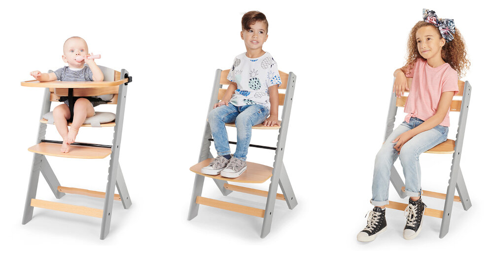 Krzesełko do karmienia KINDERKRAFT Enock Szary innowacyjne rozwiazanie rosnie razem z dzieskiem dla dzieci w wieku od 6 miesiaca zycia do 10 lat