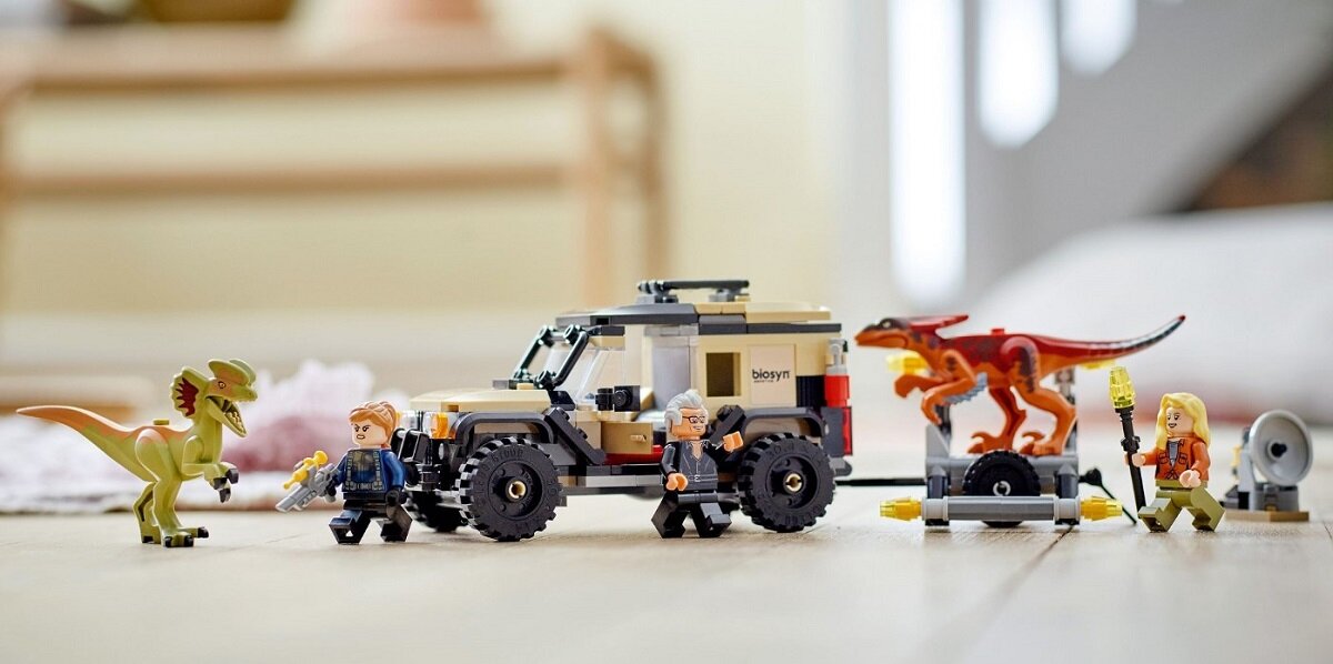 LEGO Jurassic World Transport pyroraptora i dilofozaura 76951 Radość budowania, całe godziny zabawy i akcji Zachęć dzieci do kreatywności

