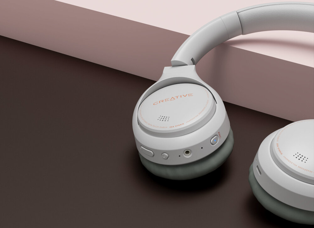 Słuchawki nauszne CREATIVE Zen Hybrid hybrydowa funkcja anc ambient bateria akumulator mikrofon redukcja akustyka duża wygoda sxfi ready holografia podróż komfort