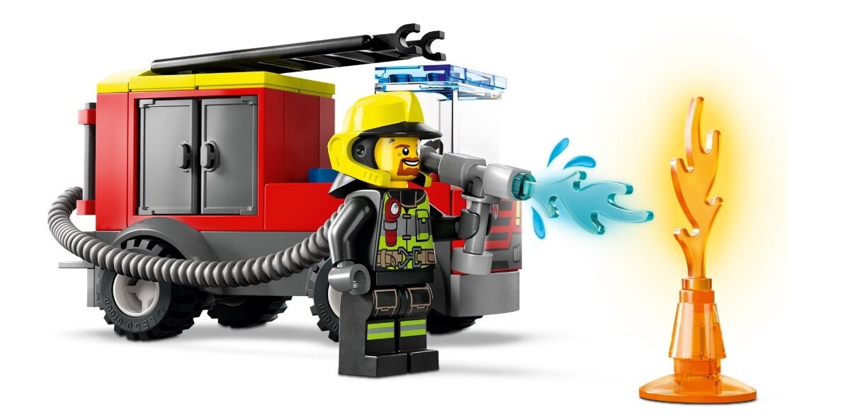 LEGO City Remiza strażacka i wóz strażacki 60375 dziecko kreatywność zabawa nauka rozwój klocki figurki minifigurki jakość tradycja konstrukcja nauka wyobraźnia role jakość bezpieczeństwo wyobraźnia budowanie pasja hobby funkcje instrukcje remiza strażak pożar akcja