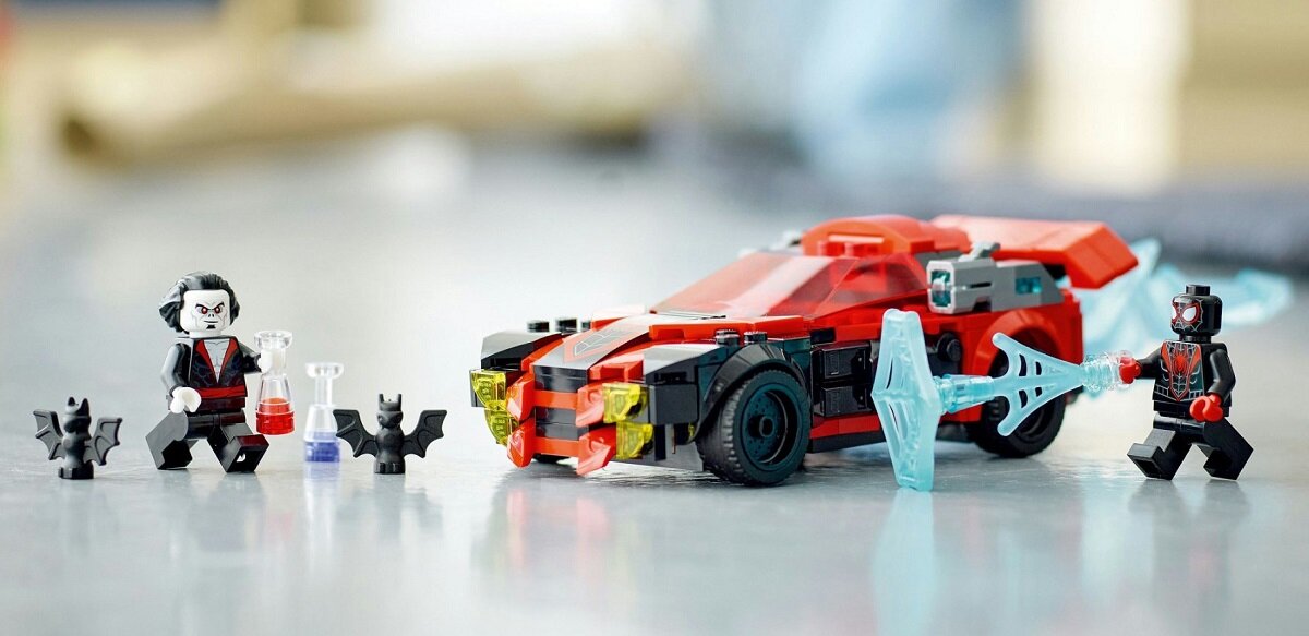 LEGO Marvel Miles Morales kontra Morbius 76244 dziecko kreatywność zabawa nauka rozwój klocki figurki minifigurki jakość tradycja konstrukcja nauka wyobraźnia role jakość bezpieczeństwo wyobraźnia budowanie pasja hobby funkcje instrukcje