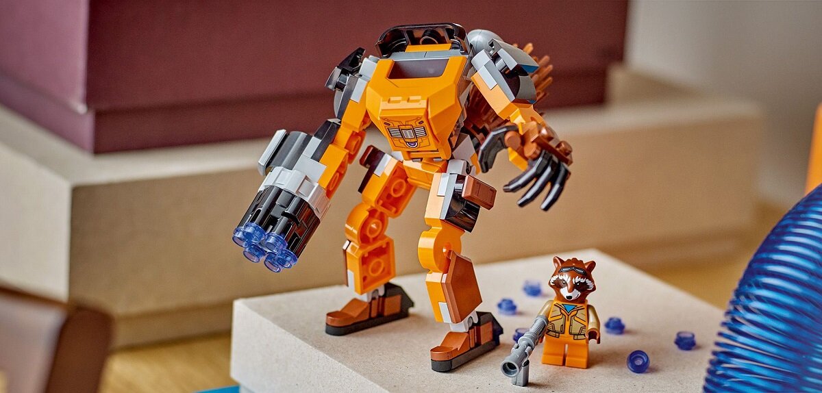 LEGO Marvel Mechaniczna zbroja Rocketa 76243 dziecko kreatywność zabawa nauka rozwój klocki figurki minifigurki jakość tradycja konstrukcja nauka wyobraźnia role jakość bezpieczeństwo wyobraźnia budowanie pasja hobby funkcje instrukcja aplikacja LEGO Builder