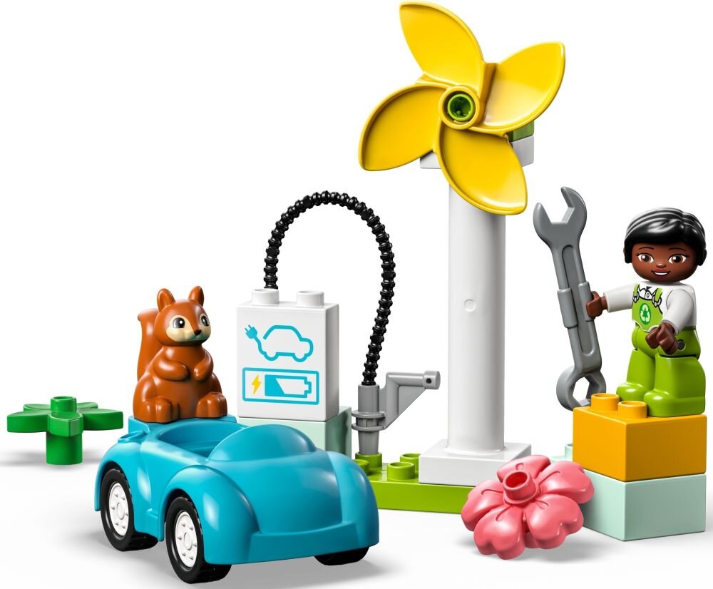 LEGO Duplo Turbina wiatrowa i samochód elektryczny 10985   klocki elementy zabawa łączenie figurki akcesoria figurka zestaw 