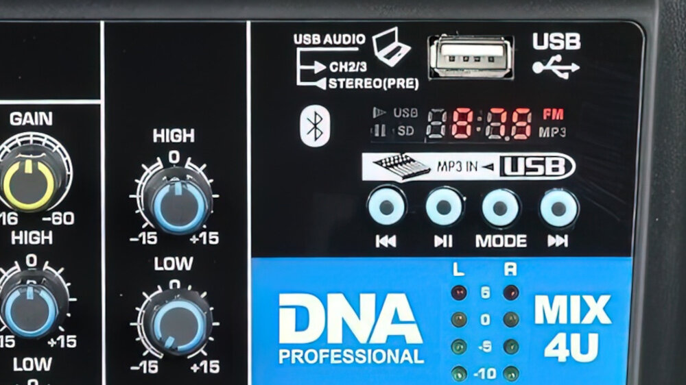 Mikser audio DNA Mix 4U  - obsługa sterowanie