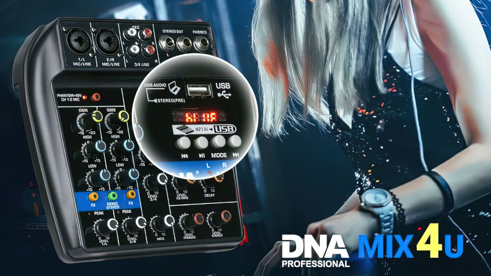 Mikser audio DNA Mix 4U  - złącze usb