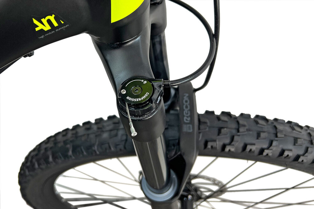 Rower górski MTB TORPADO Devon 1.9 M20 29 cali męski Czarno-żółty rower typu hardtail przedni amortyzator marki Rock Shox ułatwia najeżdżanie na przeszkody niweluje wstrząsy na kierownicy niska masa roweru duża sztywność