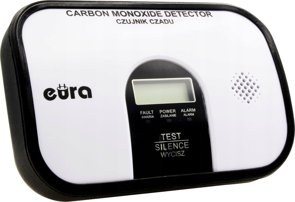 Czujnik tlenku węgla czadu EURA CD-45A2 v.5 precyzyjne czujniki szybka reakcja zaawansowane technologicznie sensor elektromechaniczny elektroniczny uklad sterujacy wysoki wskaznik wykrywalnosci czadu zaawansowane alarmy dzwiekowe i swietlne