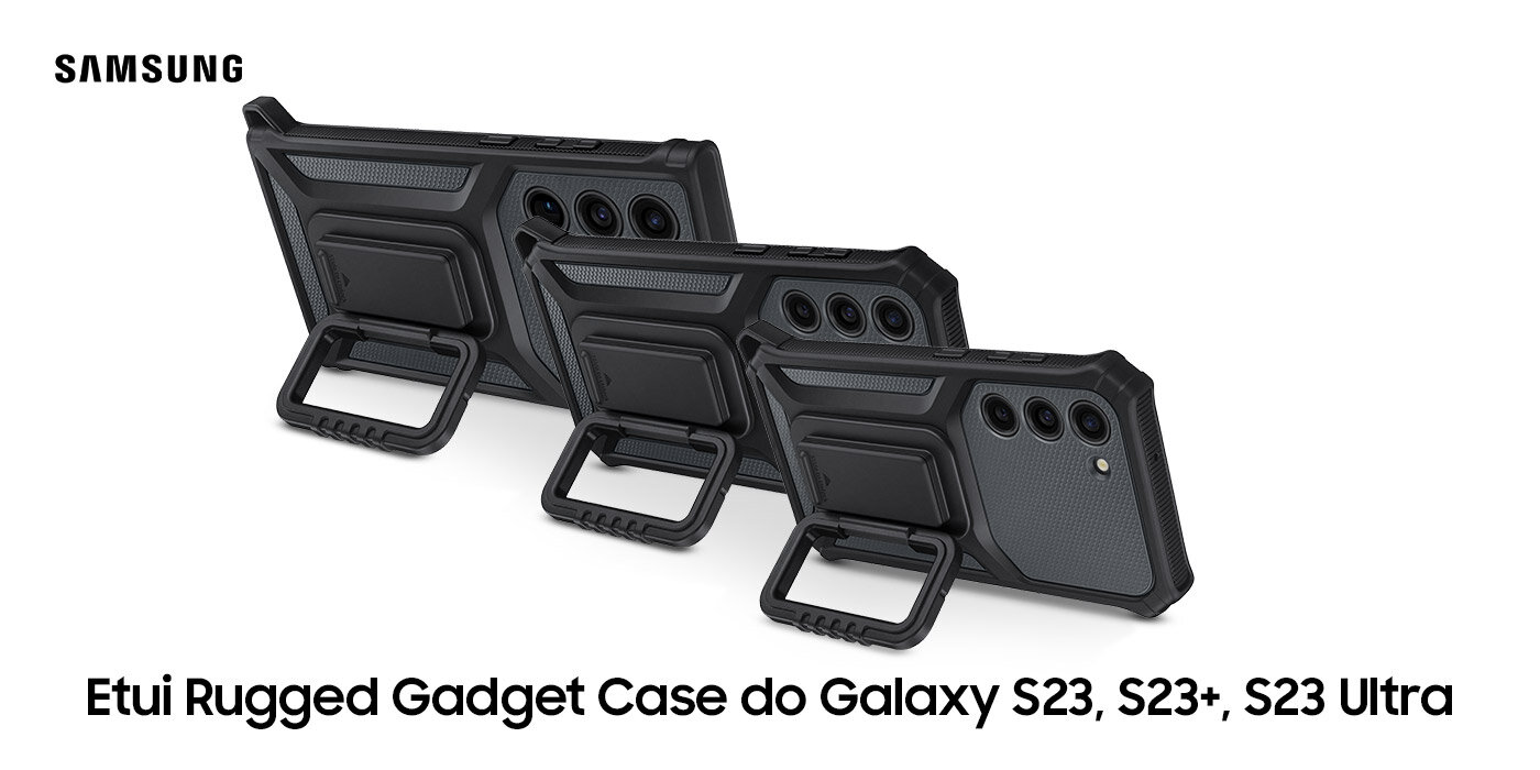 Etui rugged gadget case założone na smartfony Galaxy S23 Ultra, Galaxy S23+ oraz Galaxy S23