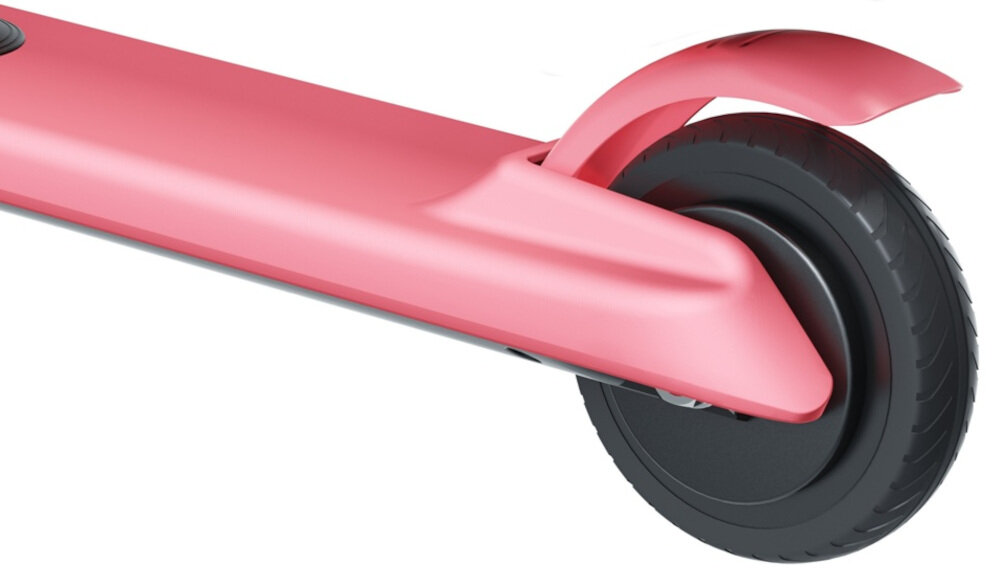Hulajnoga elektryczna MOTUS Scooty Kid Różowy hamulec tylny nozny mocna sila hamowania intuicyjn obluga