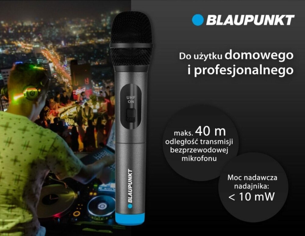 Mikrofon BLAUPUNKT WM40U duży zasięg pracy częstotliwość komunikacja 40 metrów