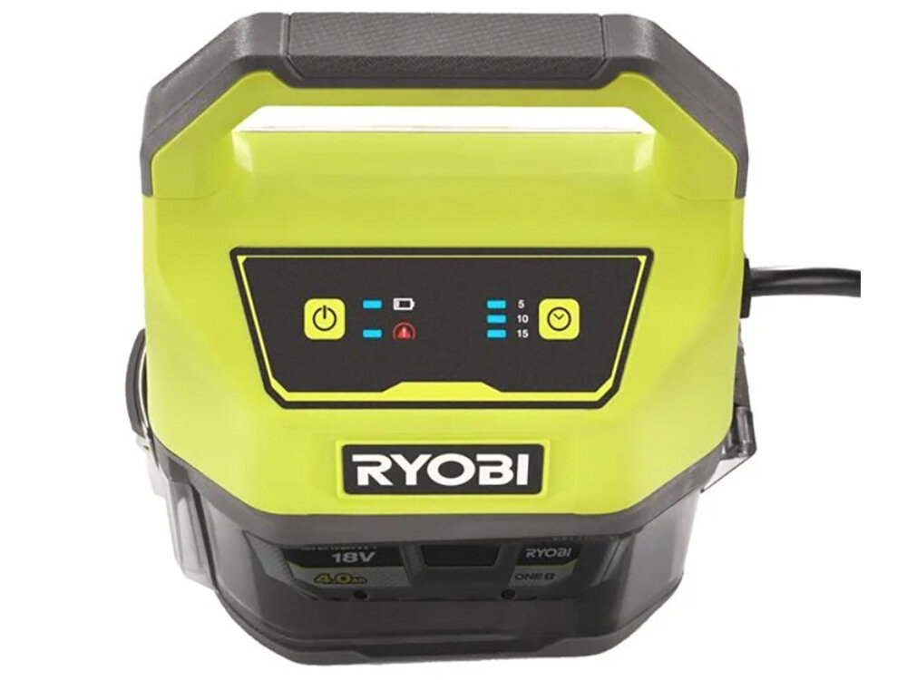 Pompa do wody RYOBI RY18SPA-0 akumulatorowa solidna konstrukcja ergonomiczny uchwyt niewielka waga 2,5 kg prosty panel sterowania