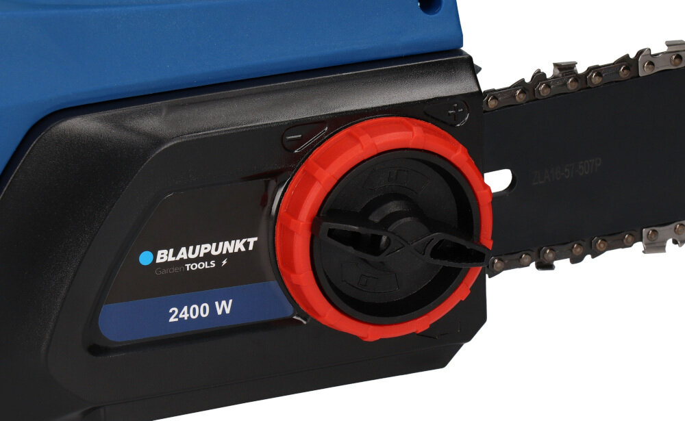 Piła elektryczna BLAUPUNKT CS3010 system SDS beznarzędziowe napinanie konserwacja montaż łańcucha technologia automatycznego smarowania łańcucha żywotność znacząco wydłużona