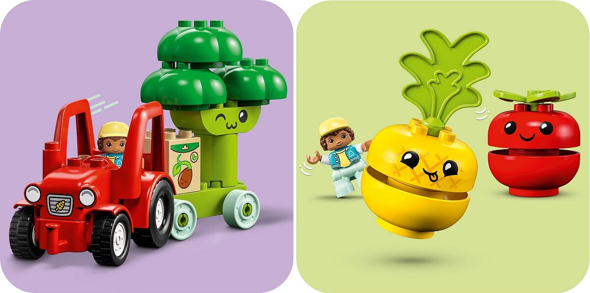 LEGO DUPLO Traktor z warzywami i owocami 10982 dziecko kreatywność zabawa nauka rozwój klocki figurki minifigurki jakość tradycja konstrukcja nauka wyobraźnia role jakość bezpieczeństwo wyobraźnia budowanie pasja hobby funkcje instrukcja aplikacja LEGO Builder