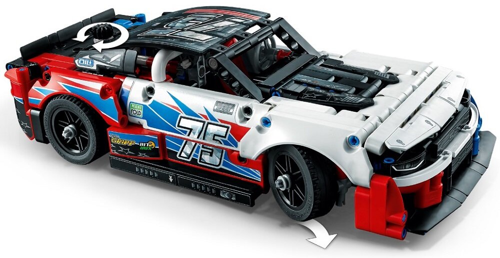 LEGO TECHNIC Nowy Chevrolet Camaro ZL1 z serii NASCAR 42153 dziecko kreatywność zabawa nauka rozwój klocki figurki minifigurki jakość tradycja konstrukcja nauka wyobraźnia role jakość bezpieczeństwo wyobraźnia budowanie pasja hobby funkcje instrukcja aplikacja LEGO Builder