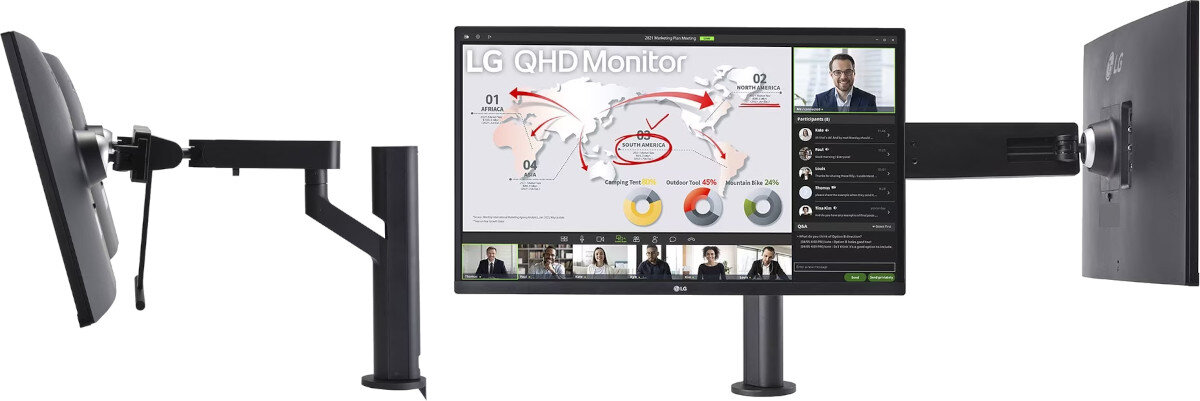 Monitor LG Ergo Dual 27QP88DP-BS 27 2560x1440px IPS uchwyt ramię regulacja położenie pivot ergonomia