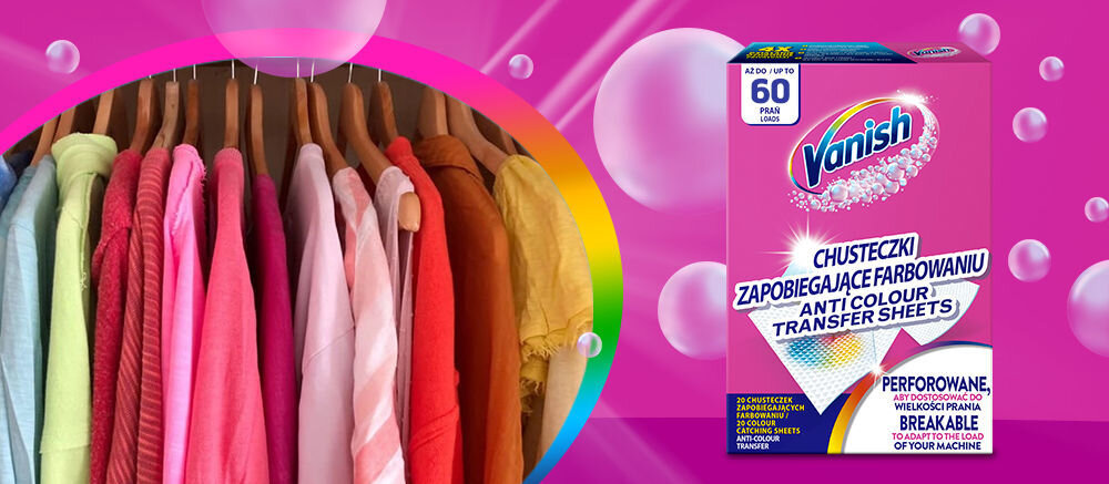 Chusteczki do prania VANISH Color Protect 60 prań (30 szt.) bez sortowania bez farbowania