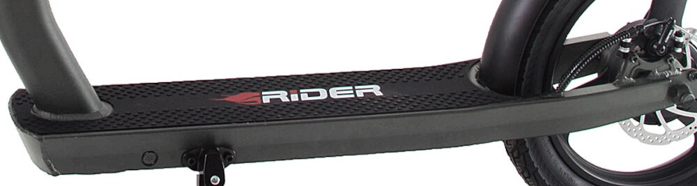 Hulajnoga elektryczna RIDER Monster Turbo Grafitowy solidna konstrukcja ramy aluminiowa najwyzsze standardy bezpieczenstwa i produkcji duzy antyposlizgowy poklad obciazenie do 120 kg