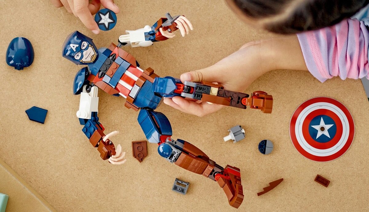 LEGO Marvel Figurka Kapitana Ameryki do zbudowania 76258 dziecko kreatywność zabawa nauka rozwój klocki figurki minifigurki jakość tradycja konstrukcja nauka wyobraźnia role jakość bezpieczeństwo wyobraźnia budowanie pasja hobby funkcje instrukcja aplikacja LEGO Builder