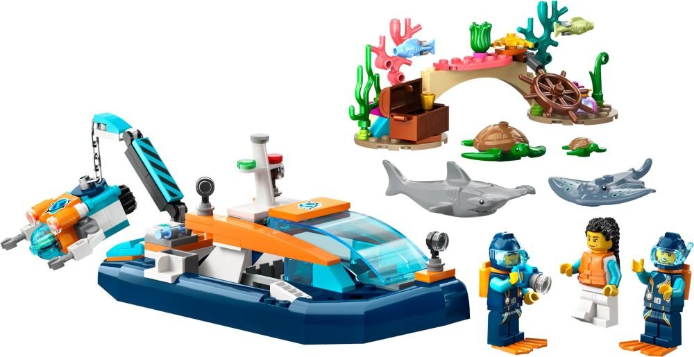 LEGO City Łódź do nurkowania badacza 60377  klocki elementy zabawa łączenie figurki akcesoria figurka zestaw 