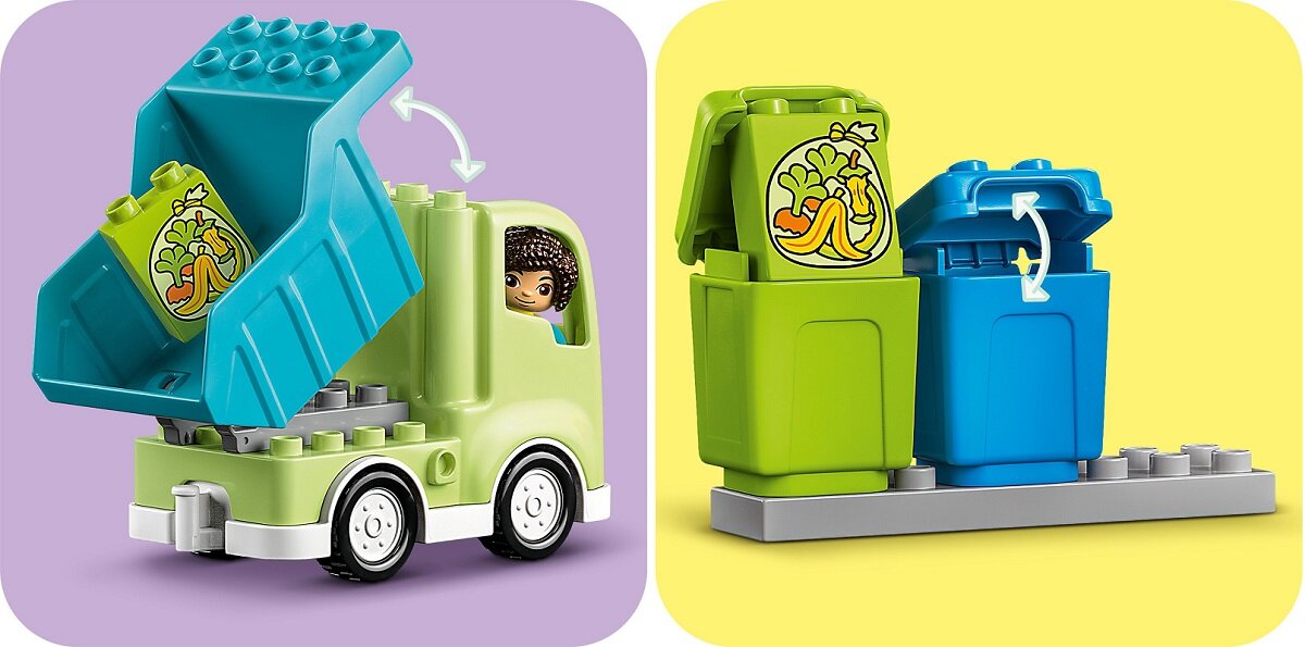 LEGO DUPLO Ciężarówka recyklingowa 10987 dziecko kreatywność zabawa nauka rozwój klocki figurki minifigurki jakość tradycja konstrukcja nauka wyobraźnia role jakość bezpieczeństwo wyobraźnia budowanie pasja hobby funkcje instrukcja aplikacja LEGO Builder