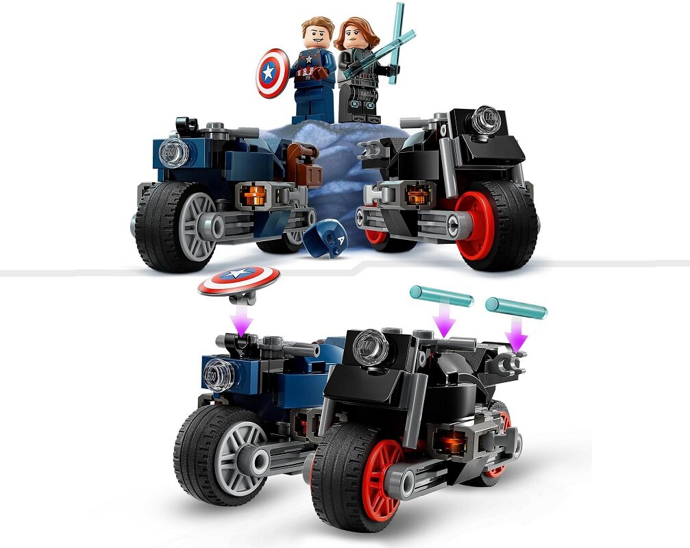 LEGO Marvel Motocykle Czarnej Wdowy i Kapitana Ameryki 76260 dziecko kreatywność zabawa nauka rozwój klocki figurki minifigurki jakość tradycja konstrukcja nauka wyobraźnia role jakość bezpieczeństwo wyobraźnia budowanie pasja hobby funkcje instrukcja aplikacja LEGO Builder