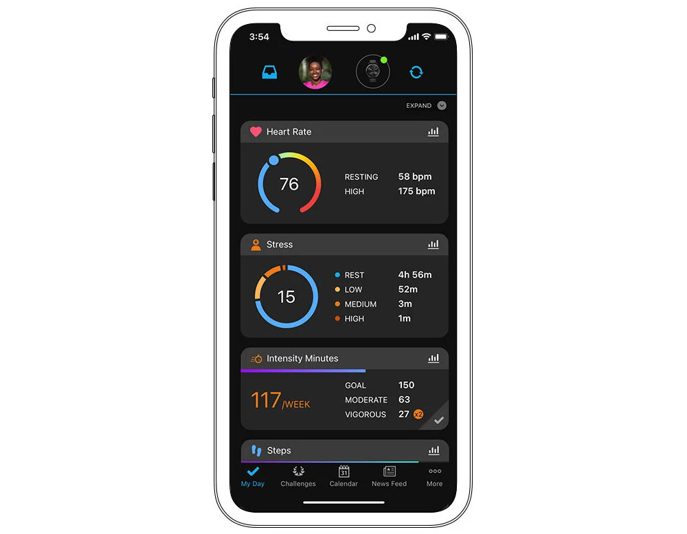 GARMIN Vivomove Trend ekran bateria czujniki zdrowie sport pasek ładowanie pojemność rozdzielczość łączność sterowanie krew puls rozmowy smartfon aplikacja 