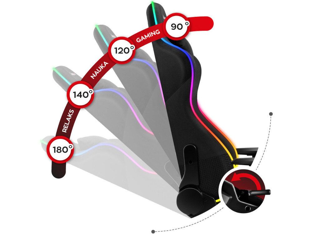 Fotel HUZARO Force 6.2 RGB Mesh odchylanie oparcie mechanizm kołysanie
