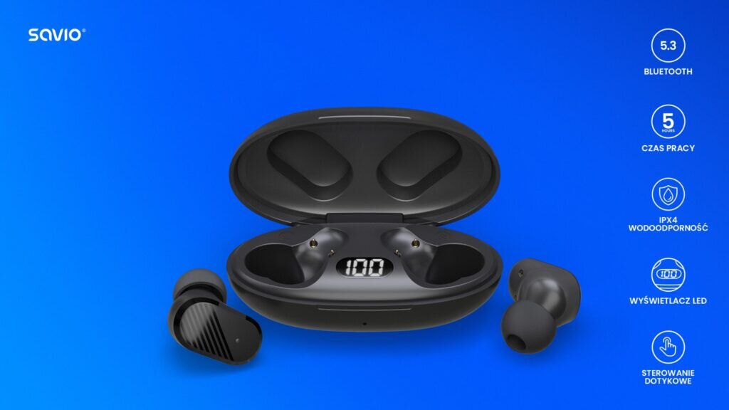 Słuchawki bezprzewodowe Bluetooth Savio TWS-10