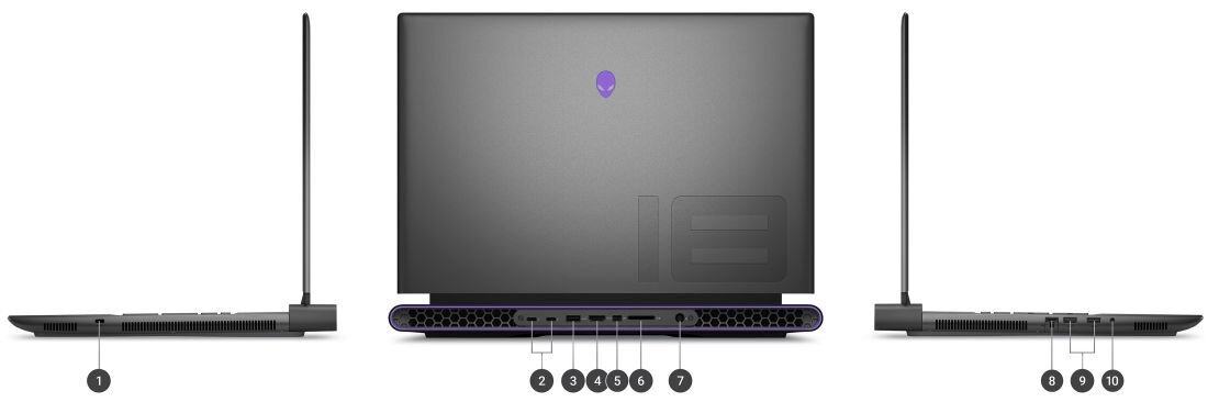 Laptop DELL Alienware M18 R1 18R1 - Złącza    