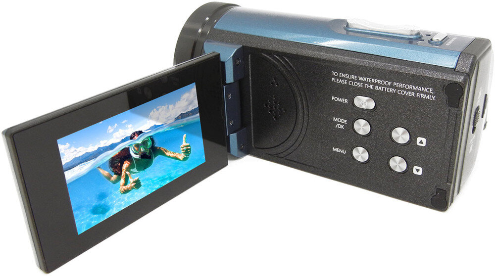 Kamera EASYPIX Aquapix WDV5630 Szaro-niebieski wyświetlacz zoom przybliżenie