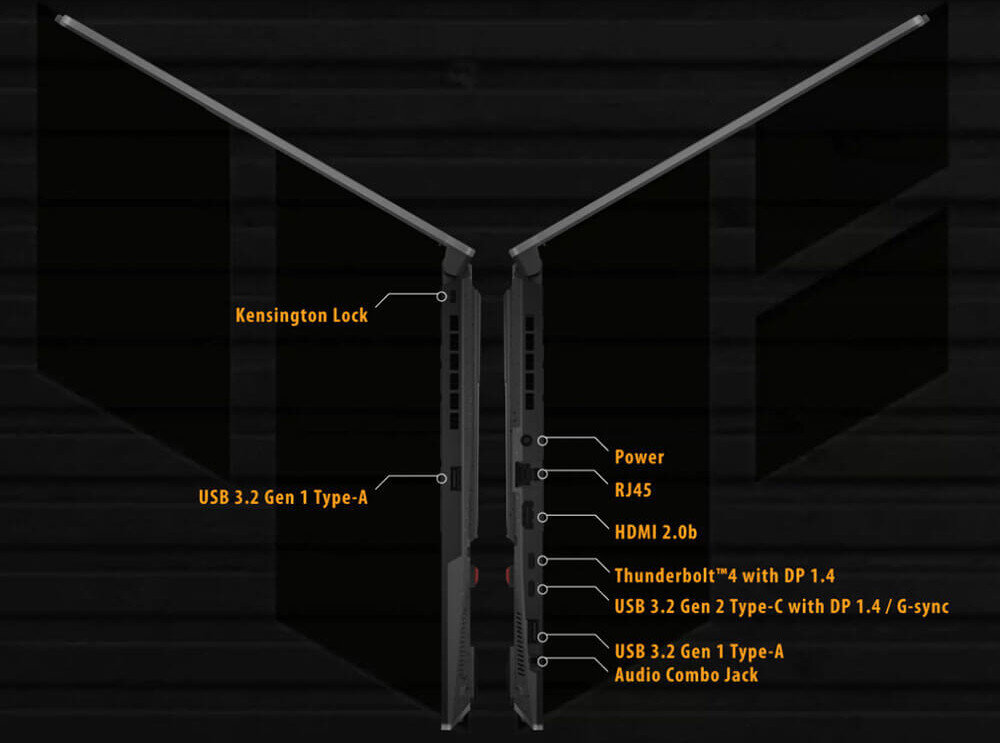 Laptop ASUS TUF Gaming F15 łączność Wi-Fi porty złącza podłączenie