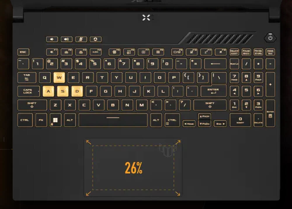 Laptop ASUS TUF Gaming F15 klawiatura podświetlenie