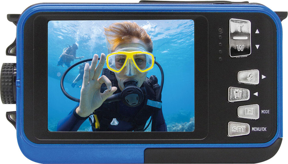 Aparat EASYPIX Aquapix W3027-M Wave Niebieski wyświetlacz wideo nagrywanie filmy przekątna