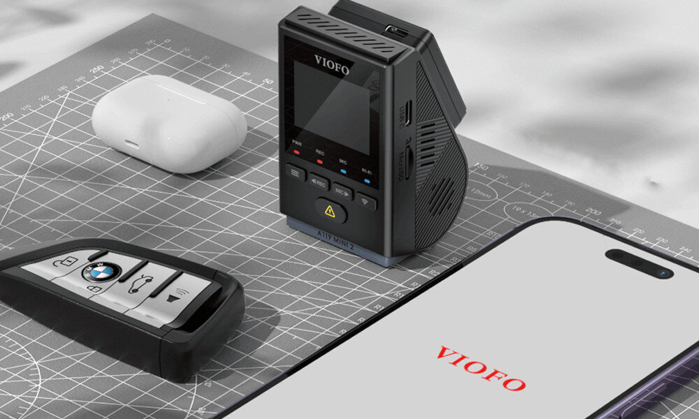 Wideorejestrator VIOFO A119 Mini 2 wielkość wymiary wyświetlacz sterowanie wygaszanie