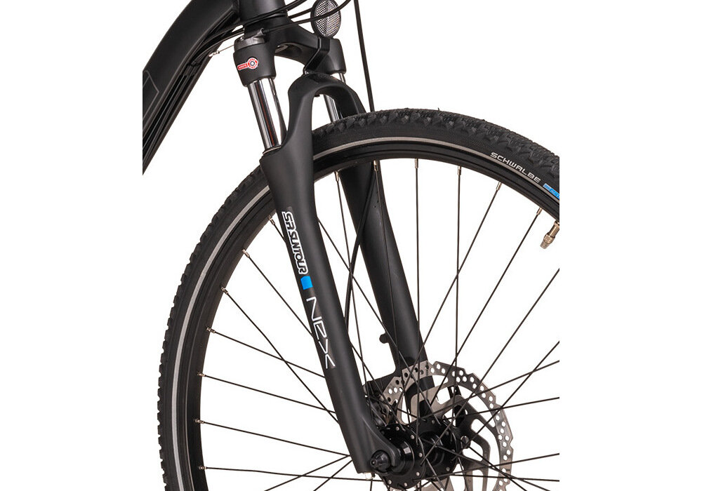 Rower crossowy INDIANA X-Cross 5.0 M21 męski Czarny rower typu hardtail przedni amortyzator SR Suntour typu NEX-RL niska masa roweru duża sztywność można regulować