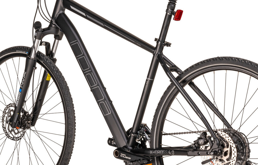 Rower crossowy INDIANA X-Cross 4.0 M21 męski Czarny rama 21-calowa aluminiowa odporna na korozję wybór rozmiaru ramy Twój wzrost mierzony w zrelaksowanej pozycji typ roweru dla osób o wzroście od 180 do 190 cm