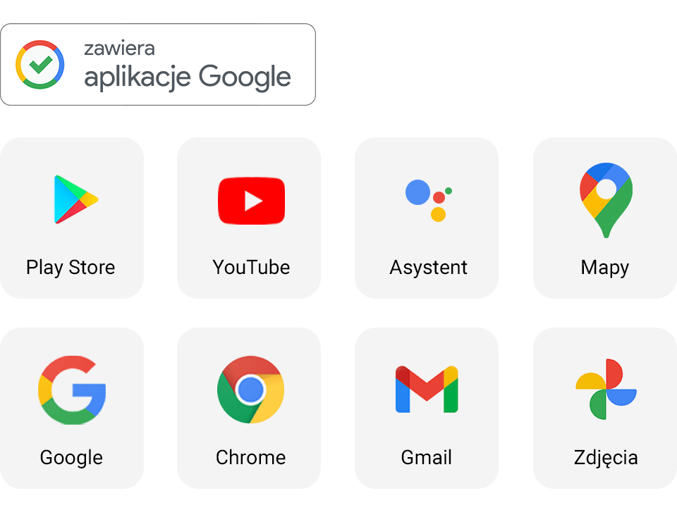 Pokazane są ikonki różnych aplikacji Google.