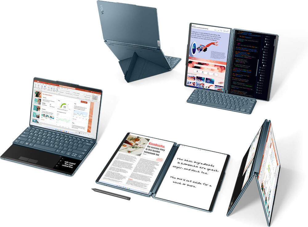 Laptop LENOVO Yoga Book 9 13IRU8 korzystanie zawias obrót obsługa klawiatura
