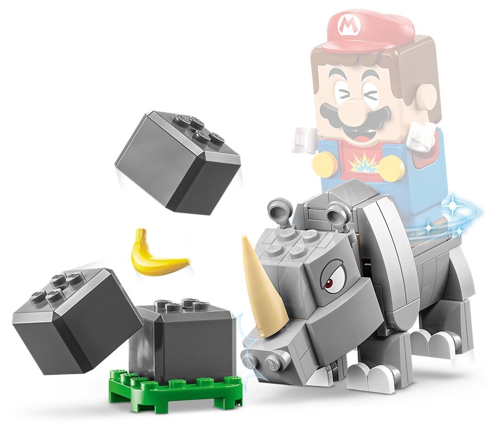 LEGO Super Mario Nosorożec Rambi — zestaw rozszerzający 71420    klocki elementy zabawa łączenie figurki akcesoria figurka zestaw 