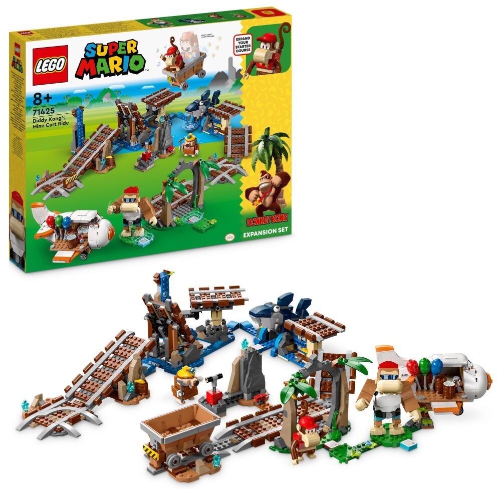 LEGO Super Mario Przejażdżka wagonikiem Diddy Konga - zestaw rozszerzający 71425   klocki elementy zabawa łączenie figurki akcesoria figurka zestaw 