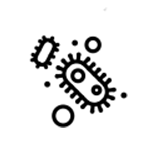 Ikona z czarno-białymi alergenami i drobinkami kurzu